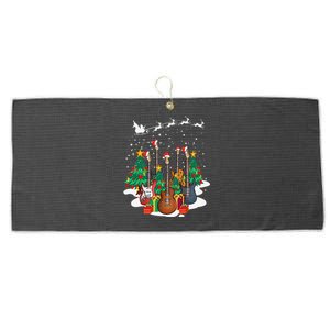 Guitar Santa Hat Christmas Tree Funny Music Loves Xmas Gifts Large Microfiber Waffle Golf Towel