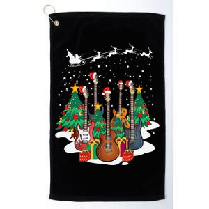 Guitar Santa Hat Christmas Tree Funny Music Loves Xmas Gifts Platinum Collection Golf Towel