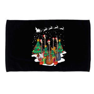 Guitar Santa Hat Christmas Tree Funny Music Loves Xmas Gifts Microfiber Hand Towel