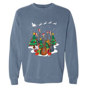 Guitar Santa Hat Christmas Tree Funny Music Loves Xmas Gifts Garment-Dyed Sweatshirt