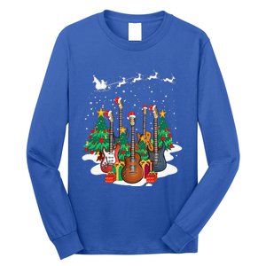 Guitar Santa Hat Christmas Tree Funny Music Loves Xmas Gifts Long Sleeve Shirt