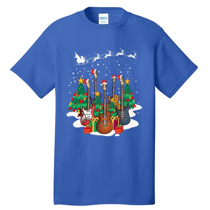 Guitar Santa Hat Christmas Tree Funny Music Loves Xmas Gifts Tall T-Shirt