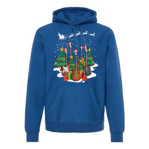 Guitar Santa Hat Christmas Tree Funny Music Loves Xmas Gifts Premium Hoodie