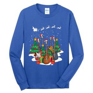 Guitar Santa Hat Christmas Tree Funny Music Loves Xmas Gifts Tall Long Sleeve T-Shirt