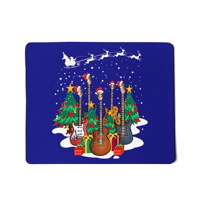 Guitar Santa Hat Christmas Tree Funny Music Loves Xmas Gifts Mousepad