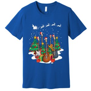 Guitar Santa Hat Christmas Tree Funny Music Loves Xmas Gifts Premium T-Shirt