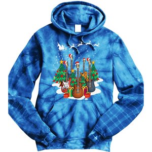 Guitar Santa Hat Christmas Tree Funny Music Loves Xmas Gifts Tie Dye Hoodie