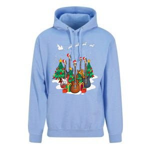 Guitar Santa Hat Christmas Tree Funny Music Loves Xmas Gifts Unisex Surf Hoodie