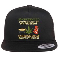Grilling Solves Half Problems Meat Funny Bbq Barbecue Flat Bill Trucker Hat