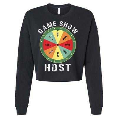 Game Show Host Trivia Board Game Night Questions Vintage Cropped Pullover Crew