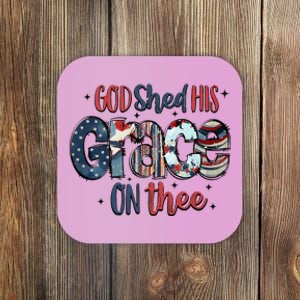 God Shed His Grace On Thee 4th Of July Groovy Patriotic Coaster