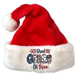 God Shed His Grace On Thee 4th Of July Groovy Patriotic Premium Christmas Santa Hat