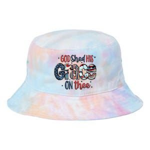 God Shed His Grace On Thee 4th Of July Groovy Patriotic Tie Dye Newport Bucket Hat