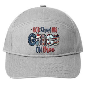 God Shed His Grace On Thee 4th Of July Groovy Patriotic 7-Panel Snapback Hat