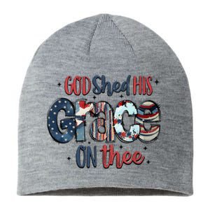 God Shed His Grace On Thee 4th Of July Groovy Patriotic Sustainable Beanie