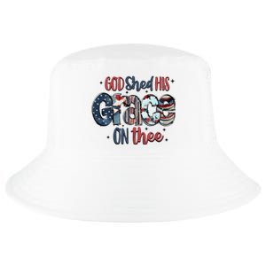 God Shed His Grace On Thee 4th Of July Groovy Patriotic Cool Comfort Performance Bucket Hat