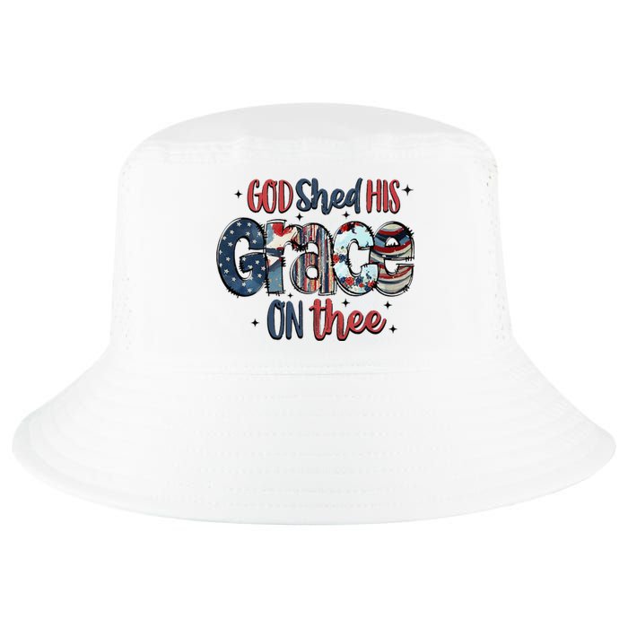 God Shed His Grace On Thee 4th Of July Groovy Patriotic Cool Comfort Performance Bucket Hat