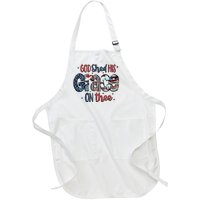 God Shed His Grace On Thee 4th Of July Groovy Patriotic Full-Length Apron With Pockets