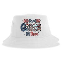 God Shed His Grace On Thee 4th Of July Groovy Patriotic Sustainable Bucket Hat