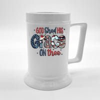 God Shed His Grace On Thee 4th Of July Groovy Patriotic Beer Stein