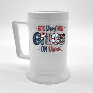 God Shed His Grace On Thee 4th Of July Groovy Patriotic Beer Stein