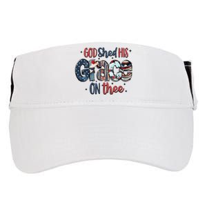 God Shed His Grace On Thee 4th Of July Groovy Patriotic Adult Drive Performance Visor