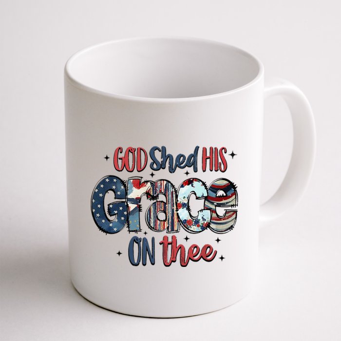 God Shed His Grace On Thee 4th Of July Groovy Patriotic Coffee Mug