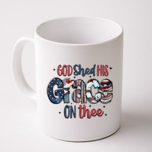 God Shed His Grace On Thee 4th Of July Groovy Patriotic Coffee Mug