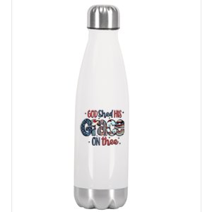 God Shed His Grace On Thee 4th Of July Groovy Patriotic Stainless Steel Insulated Water Bottle