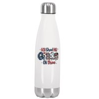 God Shed His Grace On Thee 4th Of July Groovy Patriotic Stainless Steel Insulated Water Bottle