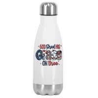 God Shed His Grace On Thee 4th Of July Groovy Patriotic Stainless Steel Insulated Water Bottle