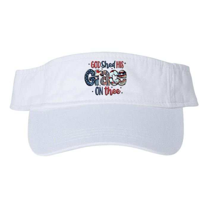 God Shed His Grace On Thee 4th Of July Groovy Patriotic Valucap Bio-Washed Visor