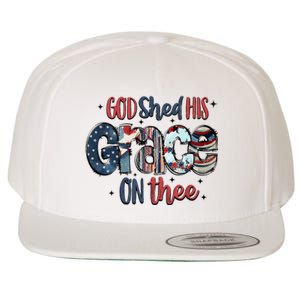 God Shed His Grace On Thee 4th Of July Groovy Patriotic Wool Snapback Cap