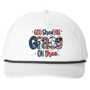 God Shed His Grace On Thee 4th Of July Groovy Patriotic Snapback Five-Panel Rope Hat