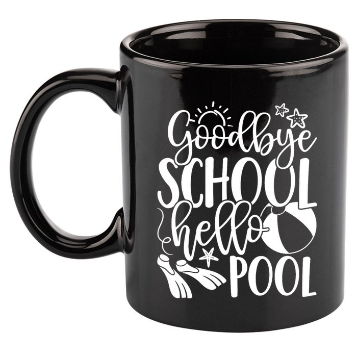 Goodbye School Hello Pool Summer Last Day Of School 11oz C Handle Ceramic Mug