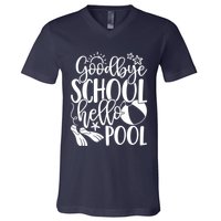 Goodbye School Hello Pool Summer Last Day Of School V-Neck T-Shirt