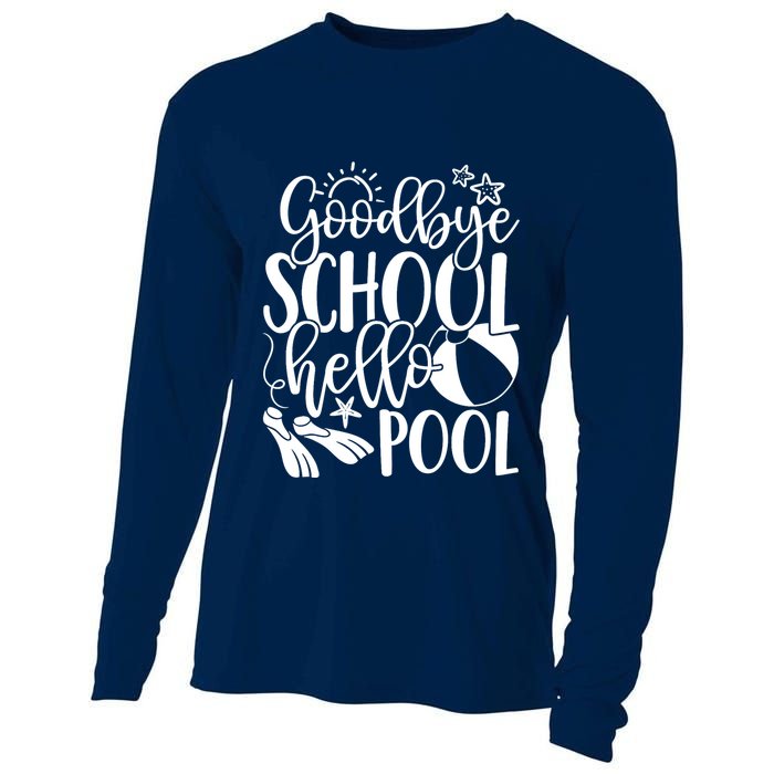 Goodbye School Hello Pool Summer Last Day Of School Cooling Performance Long Sleeve Crew