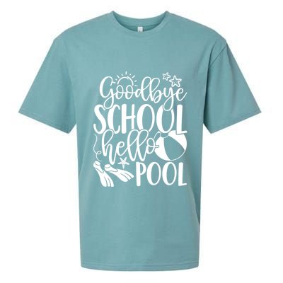 Goodbye School Hello Pool Summer Last Day Of School Sueded Cloud Jersey T-Shirt