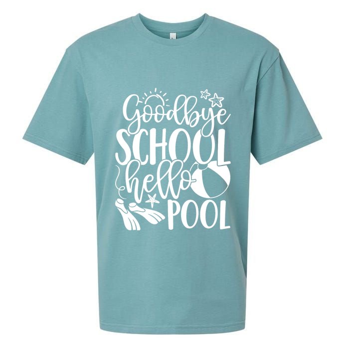 Goodbye School Hello Pool Summer Last Day Of School Sueded Cloud Jersey T-Shirt