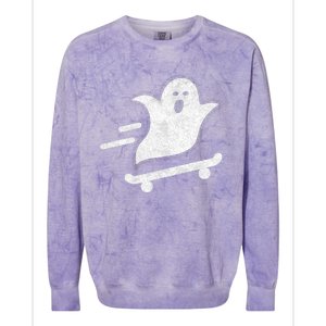 Ghost Skate Halloween Skateboarding Spooky Skateboard Funny Cute Gift Colorblast Crewneck Sweatshirt