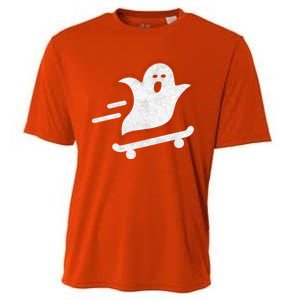 Ghost Skate Halloween Skateboarding Spooky Skateboard Funny Cute Gift Cooling Performance Crew T-Shirt