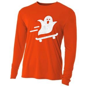 Ghost Skate Halloween Skateboarding Spooky Skateboard Funny Cute Gift Cooling Performance Long Sleeve Crew