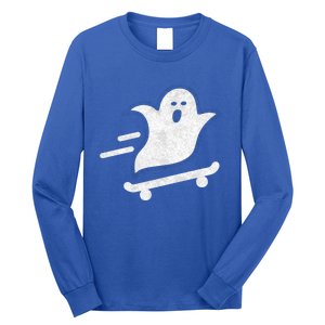 Ghost Skate Halloween Skateboarding Spooky Skateboard Funny Cute Gift Long Sleeve Shirt