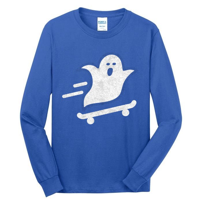 Ghost Skate Halloween Skateboarding Spooky Skateboard Funny Cute Gift Tall Long Sleeve T-Shirt