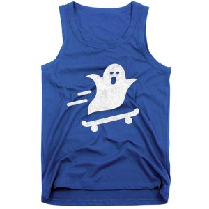 Ghost Skate Halloween Skateboarding Spooky Skateboard Funny Cute Gift Tank Top