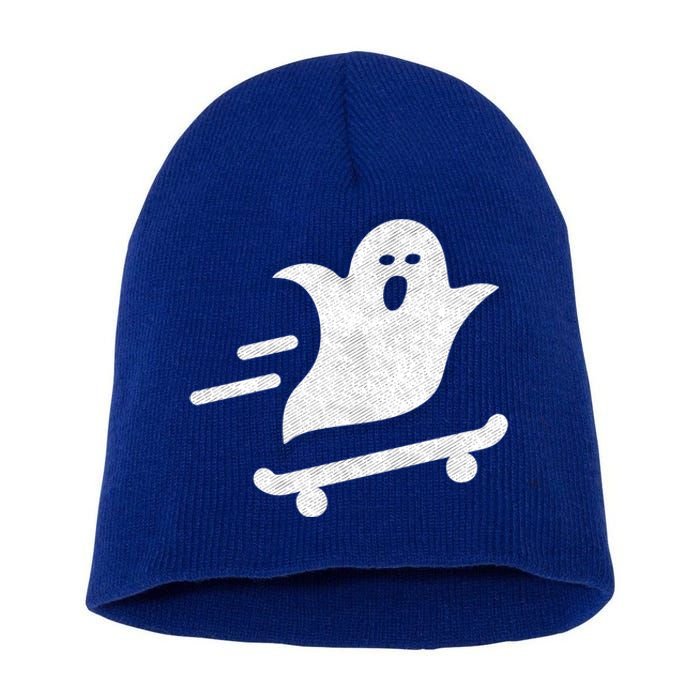 Ghost Skate Halloween Skateboarding Spooky Skateboard Funny Cute Gift Short Acrylic Beanie