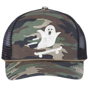 Ghost Skate Halloween Skateboarding Spooky Skateboard Funny Cute Gift Retro Rope Trucker Hat Cap