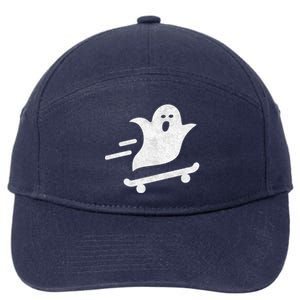 Ghost Skate Halloween Skateboarding Spooky Skateboard Funny Cute Gift 7-Panel Snapback Hat