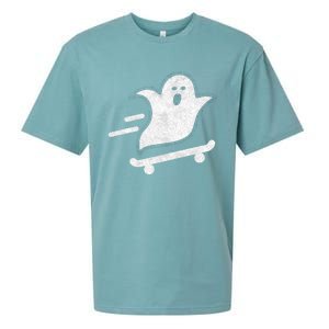 Ghost Skate Halloween Skateboarding Spooky Skateboard Funny Cute Gift Sueded Cloud Jersey T-Shirt