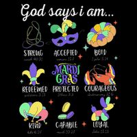 God Says I Am Mardi Gras Christian Bible Verse Fattuesday Premium T-Shirt